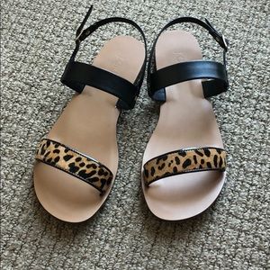 NWT JCrew leopard calf hair sandals